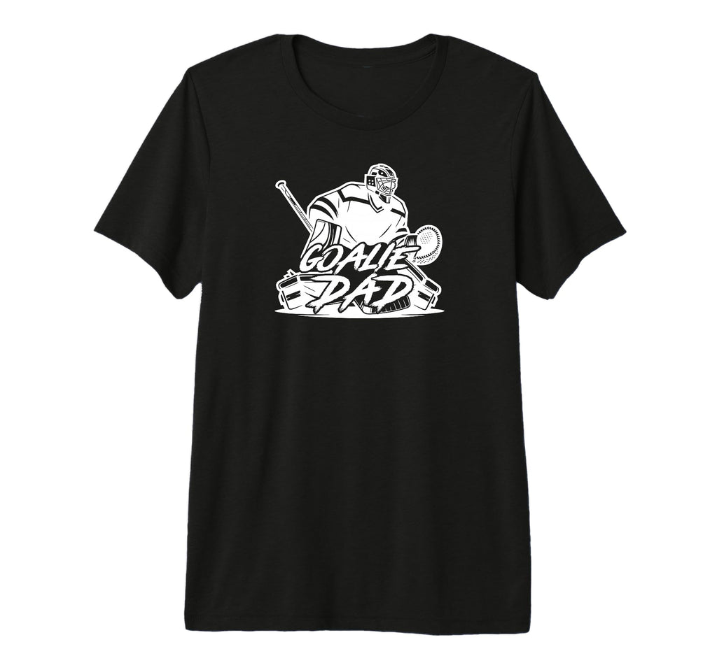 Mens Ice Hockey Goalie Dad Hockey T-Shirt - Casual Everyday Wear Men Women