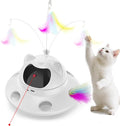 Cat Laser Toy,Automatic Laser cat Toy 3-in-1 Interactive Automatic Motion Activated Moving 6 Holes Whack A Mole Feather, USB Rechargeable Electronic Smart Sensor Kitten Toys for Indoor Exercise