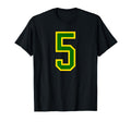 Green Yellow Sports Team Number 5 T-Shirt - Custom Art Print for Adults