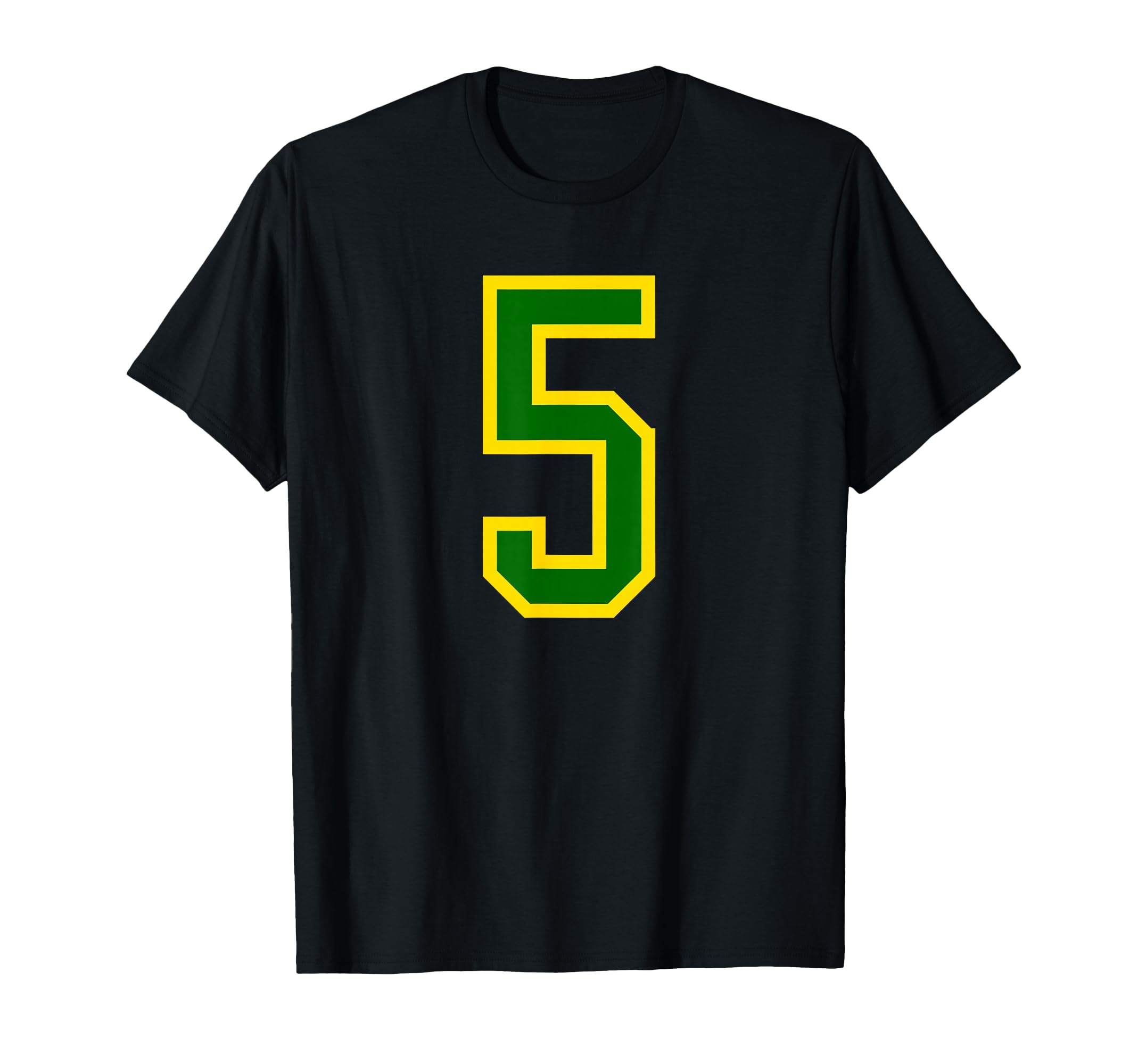 Green Yellow Sports Team Number 5 T-Shirt - Custom Art Print for Adults