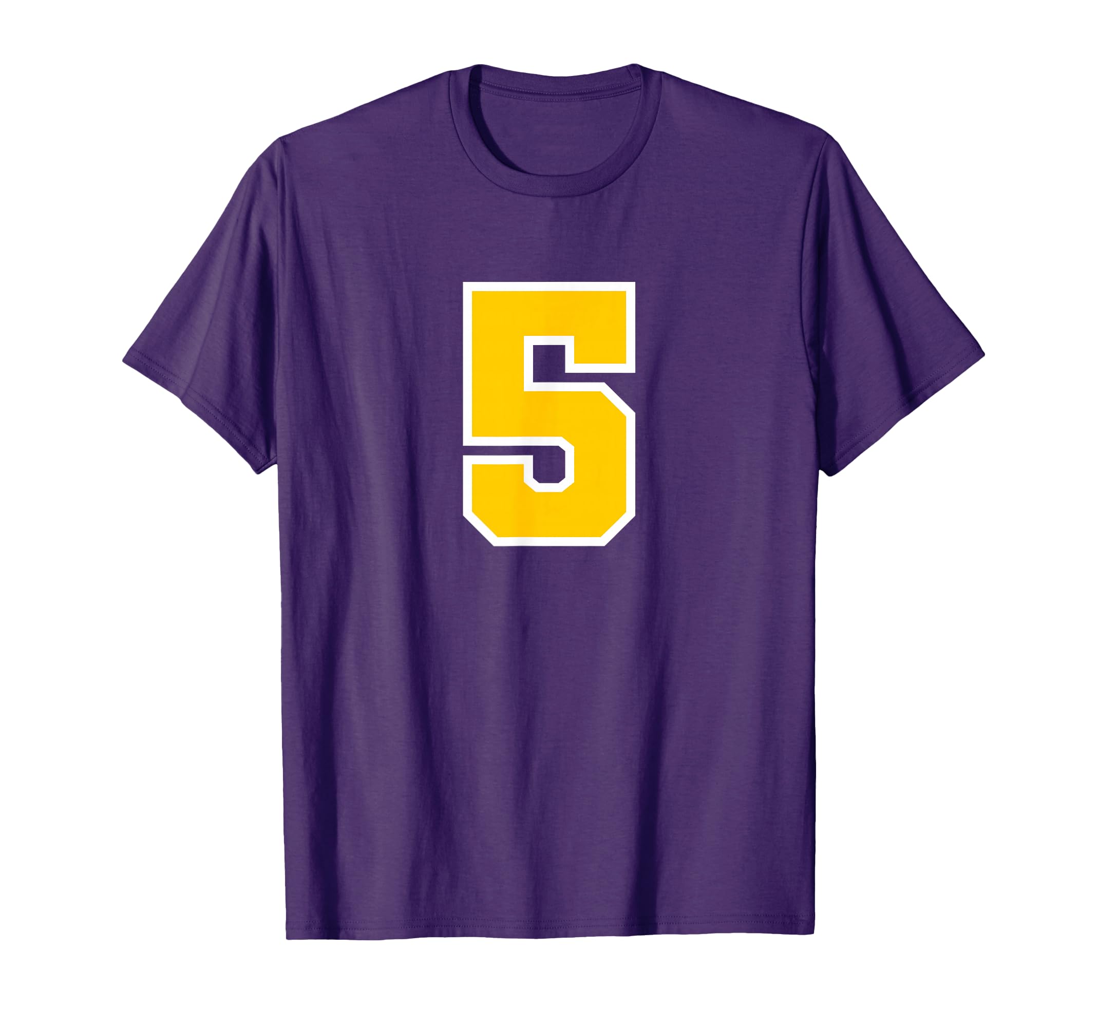 Number 5 Sports Team Yellow Number T-Shirt - Novelty Apparel Unisex