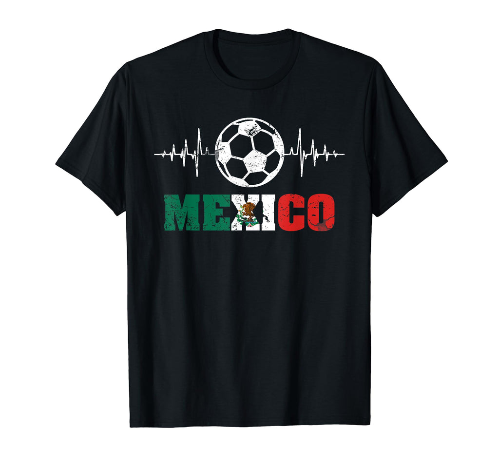 Mexico Russia Heartbeat Soccer T-Shirt - Casual Everyday Wear for Adults