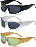 SOAR&EAGLE Y2K 3Pack Polarized sunglasses Wrap Around Men's Women's sunglasses Fashion Sport Shades Sun Glasses
