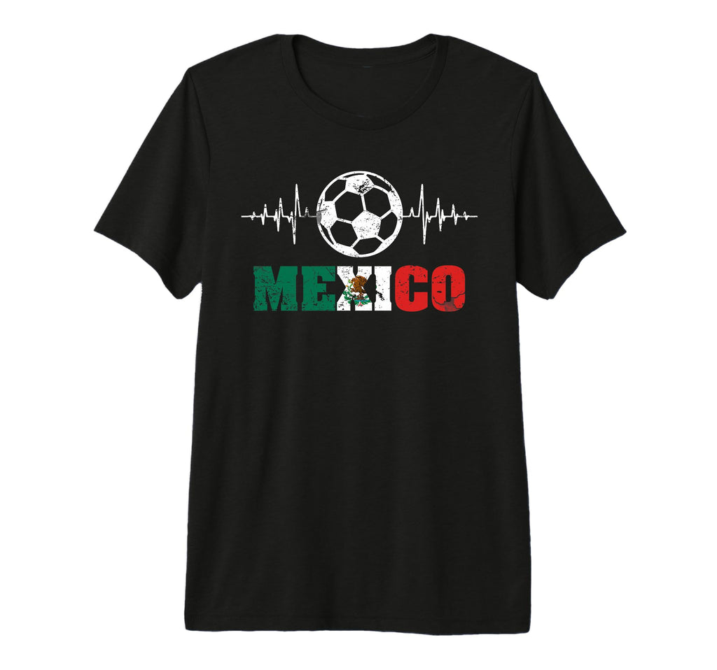 Mexico Russia Heartbeat Soccer Football T-Shirt - Graphic Print Men Women
