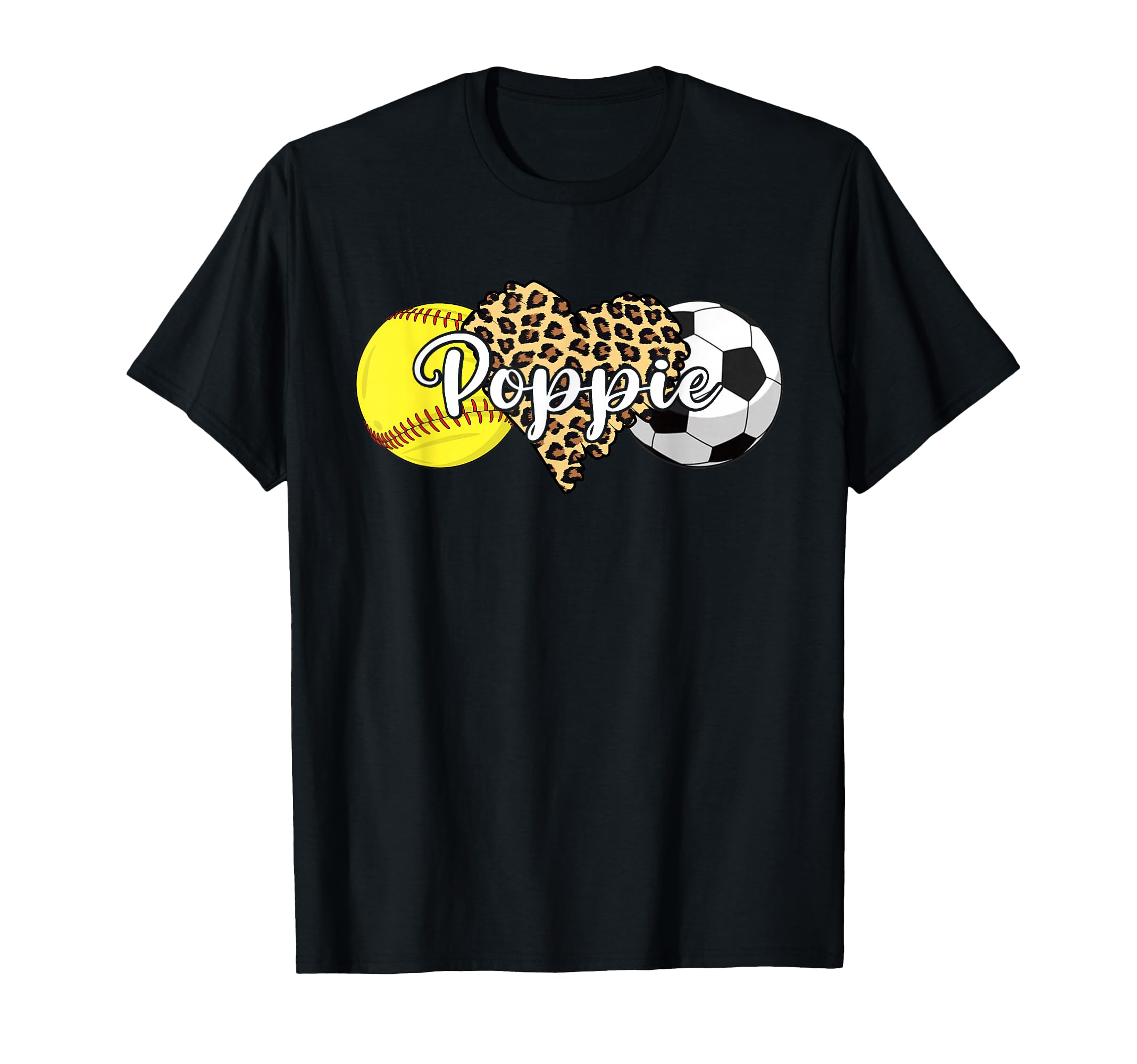 Poppie Softball Soccer Leopard T-Shirt - Casual Everyday Wear for Adults