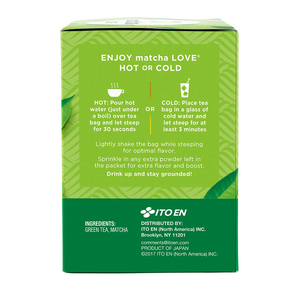 Matcha Love Traditional Green Tea Bags, Organic Japanese Matcha, 10 Bags per Box, Pack of 6
