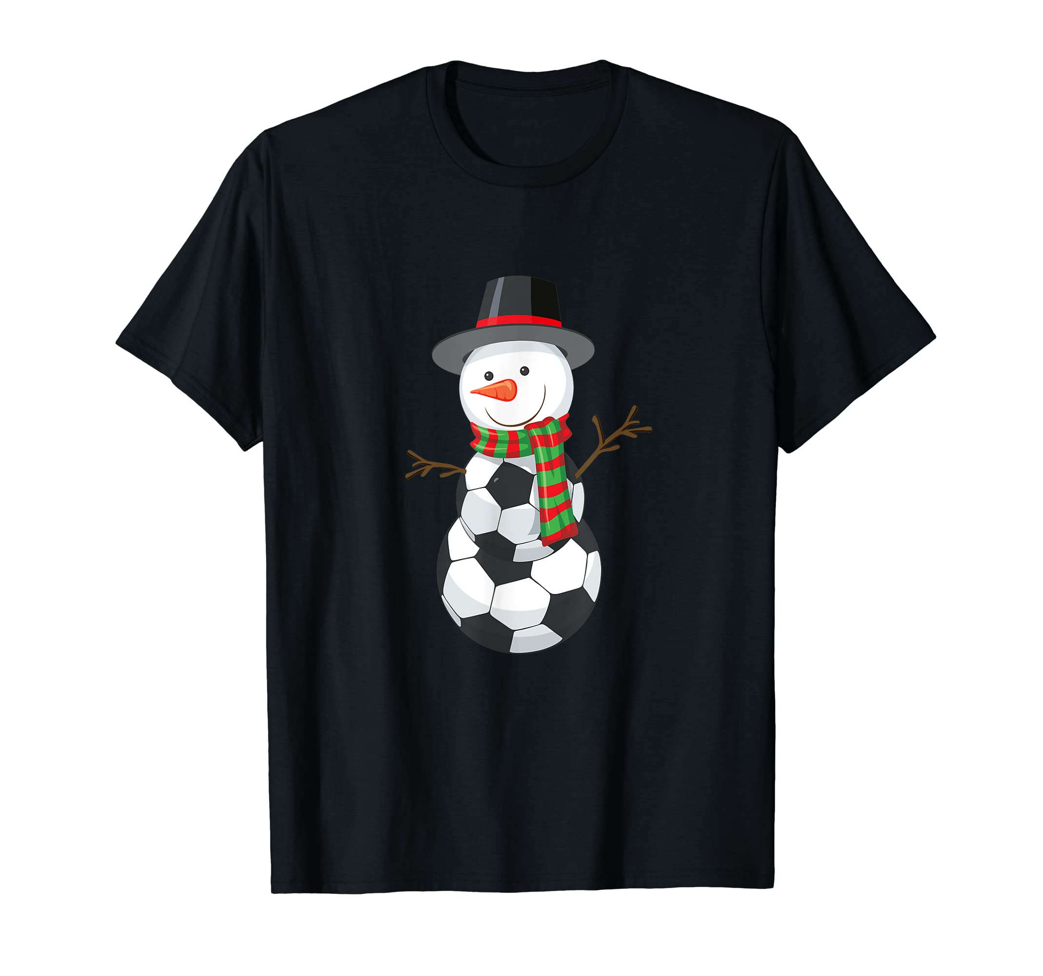 Soccer Ball Snowman Funny Winter T-Shirt - Custom Art Print Men Women