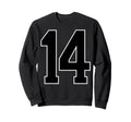 Black Sports Team Number 14 Fan Sweatshirt - Novelty Apparel Men Women