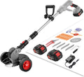 Electric Weed Wacker Cordless Eater Battery Powered, 21v Lightweight Weed Trimmer With 2 4.0Ah Battery Operated & Charger & Wheels & Shears, 3 In1 Grass Trimmer/Brush Cutter/Lawn Edger for Yard Garden