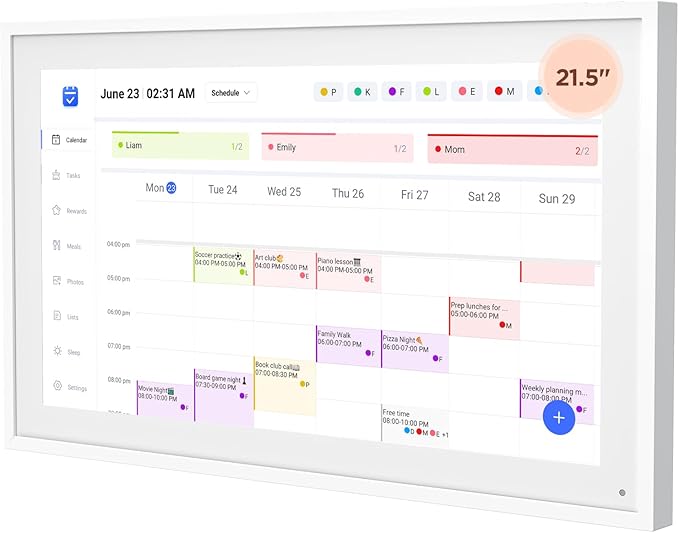 21.5 Inch Smart Digital Calendar, Wall Electronic Calendar, 1920 * 1080 IPS Full HD Touch Screen Display for Family Meal Planner Support - Streamline Household Organization