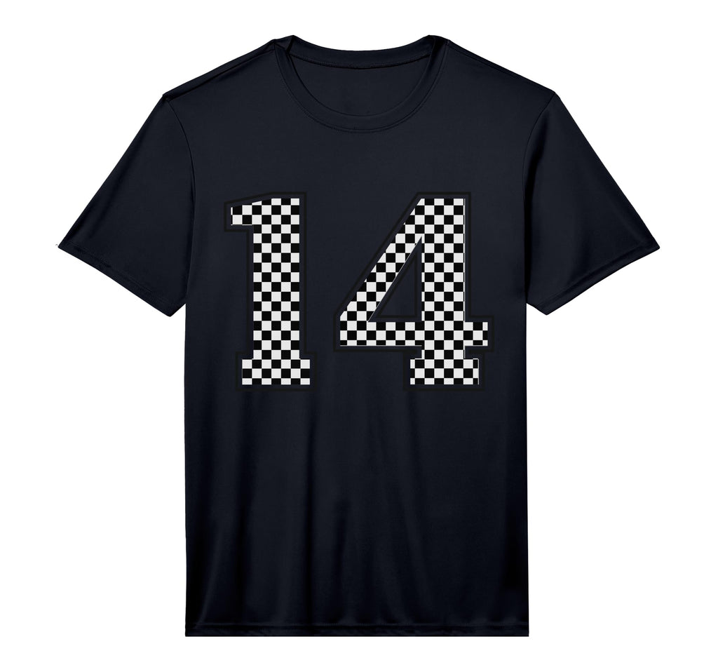 Number 14 Checkered Number T-Shirt - Streetwear Style for Adults