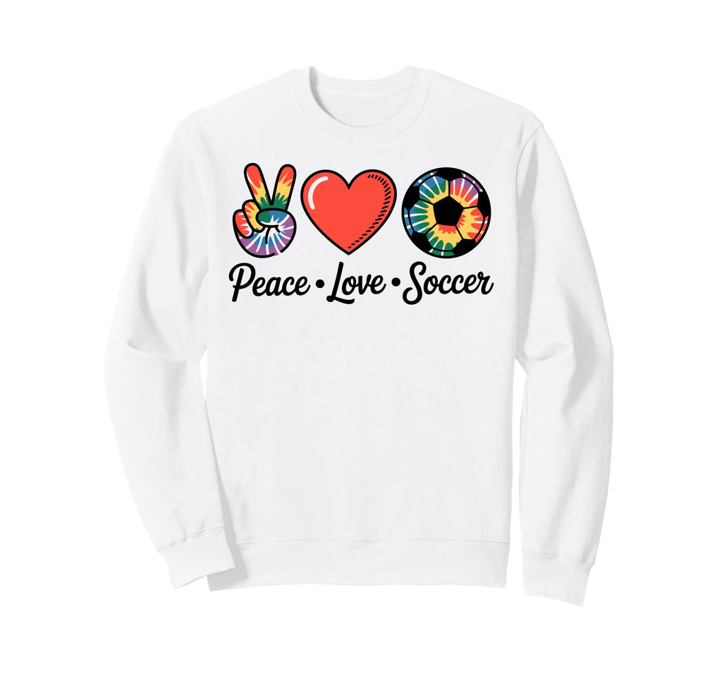 Peace Love Soccer Football Soccer Player Sweatshirt - Graphic Print Unisex