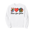 Peace Love Soccer Football Soccer Player Sweatshirt - Graphic Print Unisex