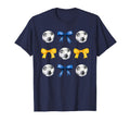 Soccer Balls Bows Soccer Player Blue T-Shirt - Trendy Graphic for Adults