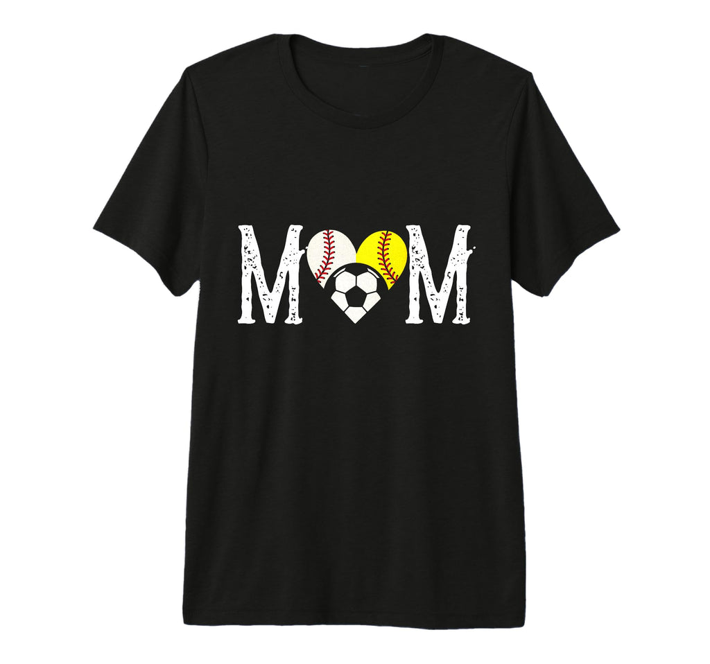Mom Baseball Softball Soccer Tri T-Shirt - Custom Art Print for Adults