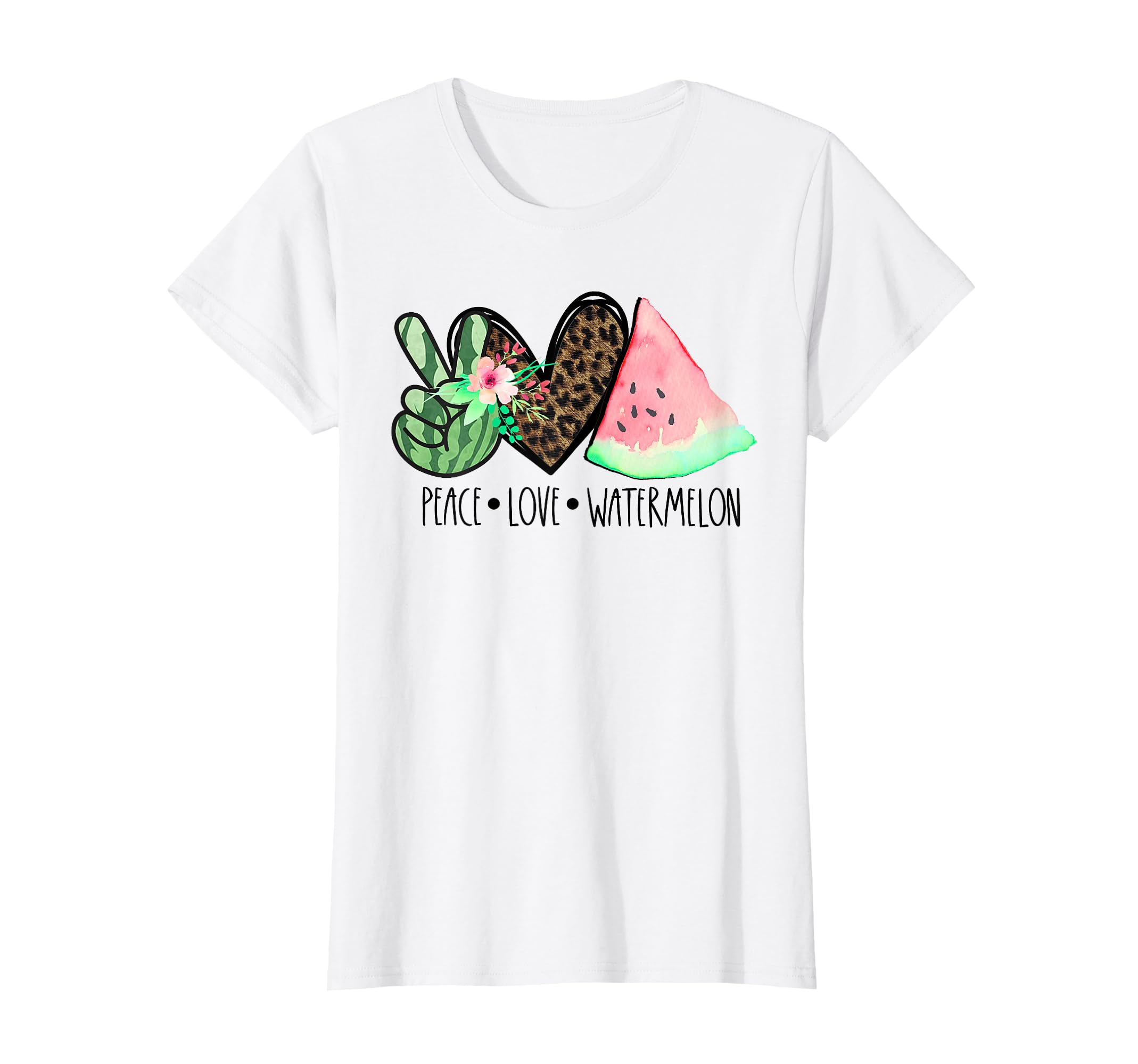Peace Love Watermelon Summer Teen T-Shirt - Novelty Apparel Men Women