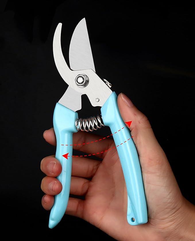 2pcs Garden Flower Shears Pruning Shears 6.9 inches Scissors Heavy Duty Plant Scissors for Cutting Flowers, Trimming Plants, Bonsai, Fruits Picking (Blue Handle 2pcs)
