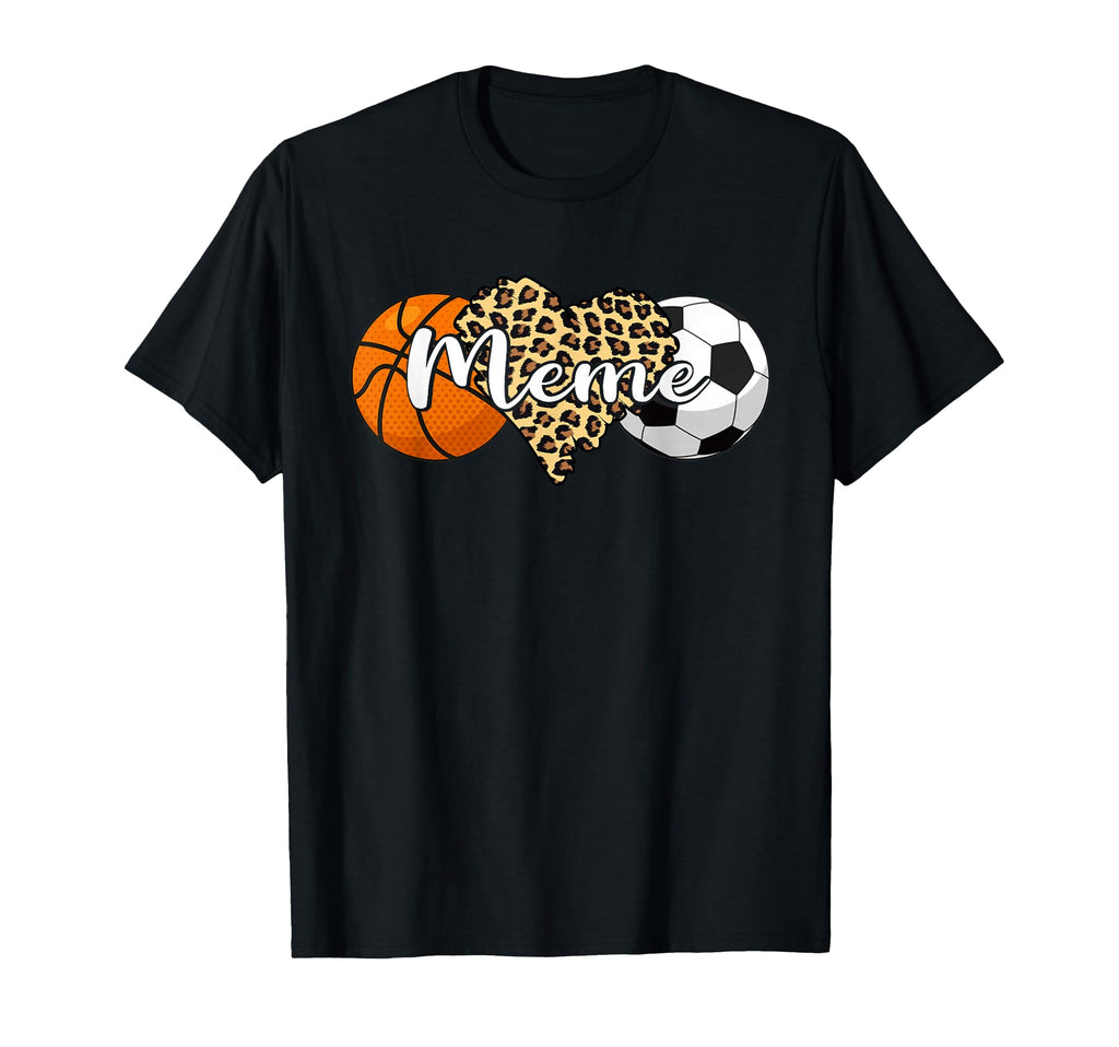 Meme Basketball Soccer Leopard Heart T-Shirt - Trendy Graphic for Adults