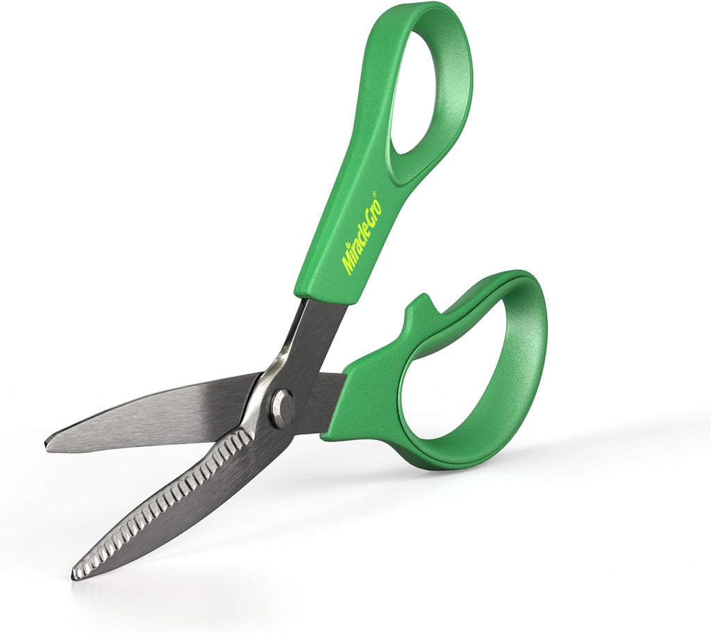 Miracle-Gro 8 in. All-Purpose Steel Garden Utility Shears with Serrated Blades – Comfort Grip Yard and Garden Scissors for Pruning Plants, Flowers, and Herbs