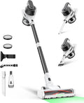Cordless Stick Vacuum Cleaner for Home, Lightweight Rechargeable Vacuum with 55min Runtime, Powerful Suction, Green LED Headlight, 9-in-1 Pet Hair Carpet & Hardwood Floor Cleaner