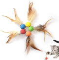 Cat Toy Balls, 5 PCS Colorful Feather Bouncy Balls for Cats No Noise Interactive Kitten Toys Cat Exercise Ball, Safe for Your Kitty (A)