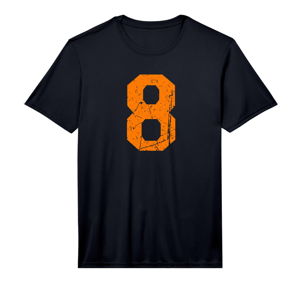 Number 8 Orange Distressed Sport Number T-Shirt - Aesthetic Graphic Unisex