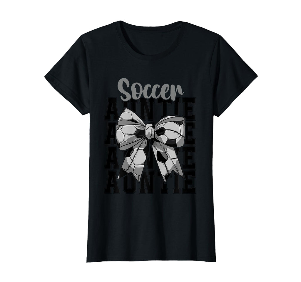 Soccer Auntie Coquette Bow Biggest Fan T-Shirt - Graphic Print for Adults