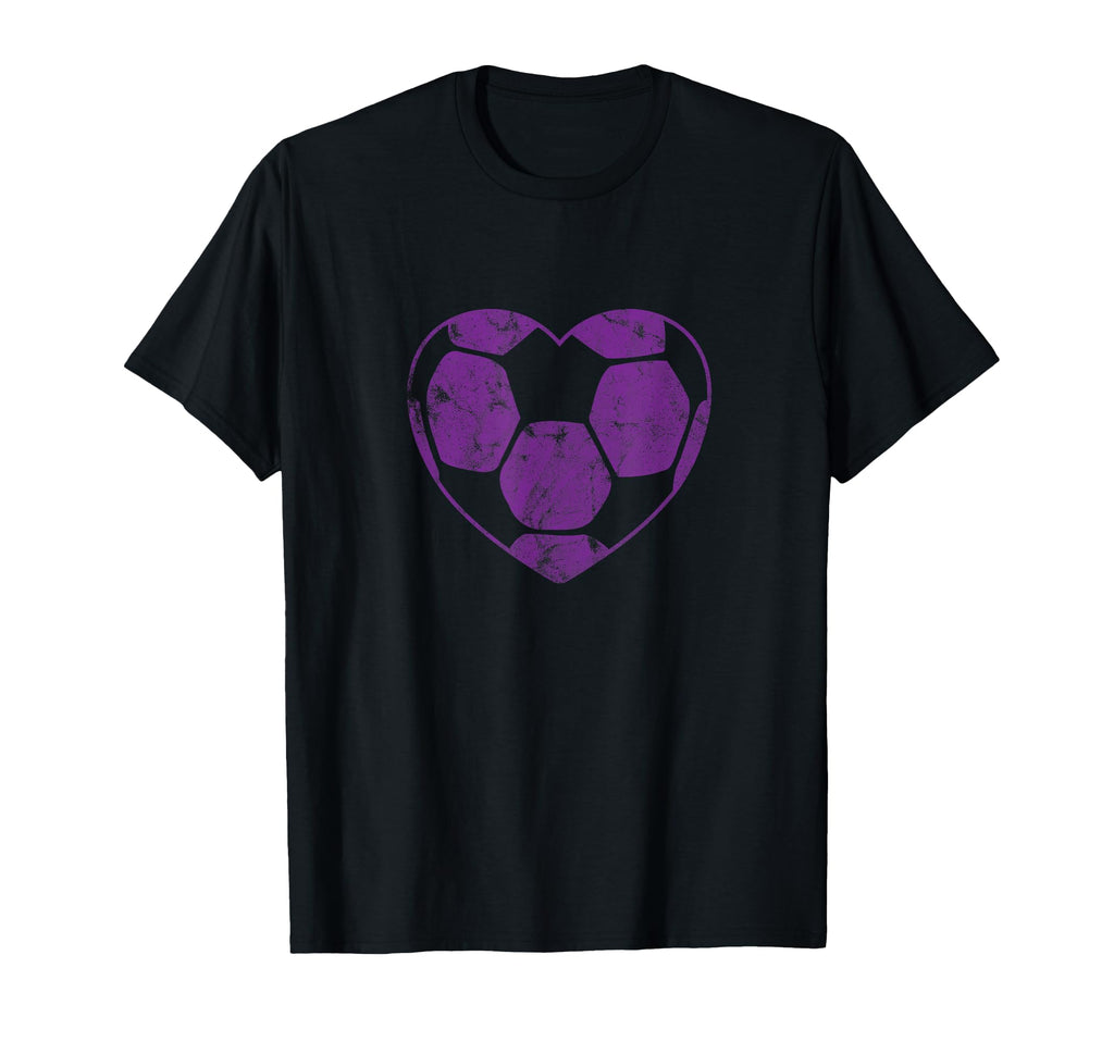 Purple Soccer Ball Mom Fan Simple Heart T-Shirt - Trendy Graphic Men Women
