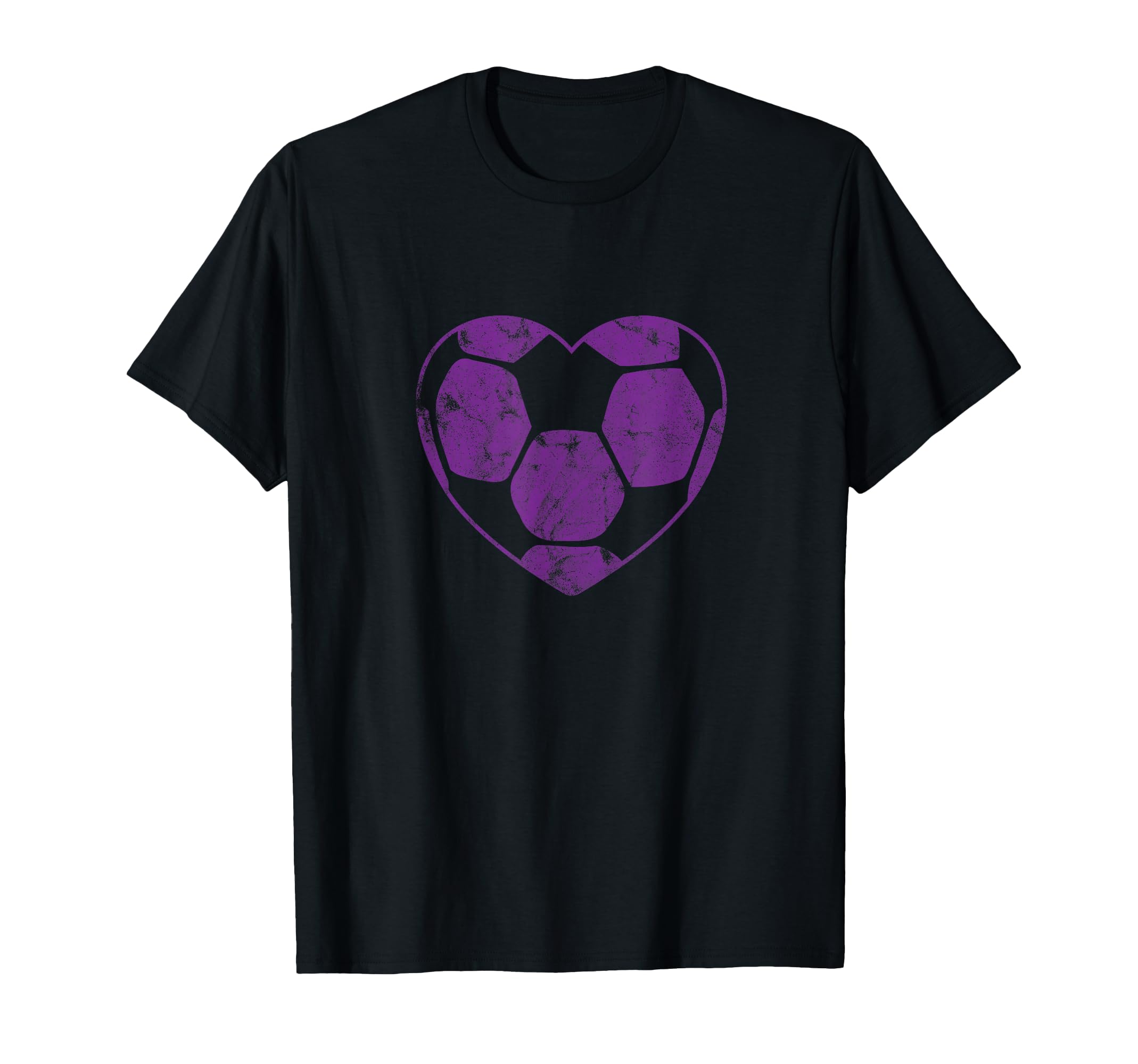 Purple Soccer Ball Mom Fan Simple Heart T-Shirt - Trendy Graphic Men Women