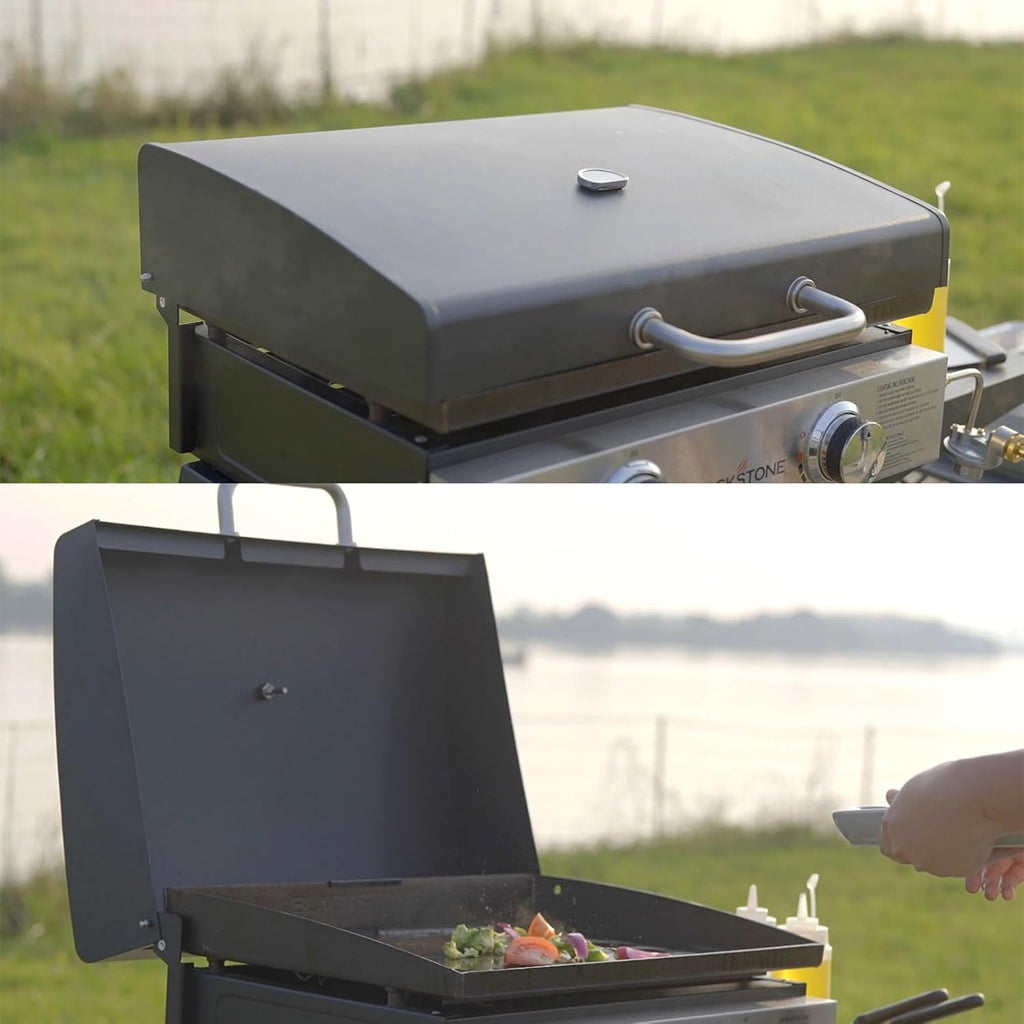 5011 Hard Cover Hood with Temperature Gauge for Blackstone 22 inch Table Top Griddle, Griddle Lid and Heavy Duty Grill Cover & Bag for Blackstone 22" Table Top Griddles, Black