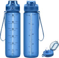 32oz Motivational Water Bottles with Time Marker & Fruit Strainer, Transparent Gradient Color Water Bottle with Times to Drink, Leakproof & BPA Free, Reusable Bottle with Strap (No Straw)