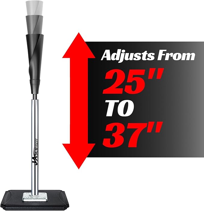 Portable Batting Tee,Height Adjustable from 25-37 inch Hitting Tee For Baseball and Softball, Easy Assemble Premium Baseball Tee with Rubber Top,Metal Base Softball Tee for Kids/Youths/Adults
