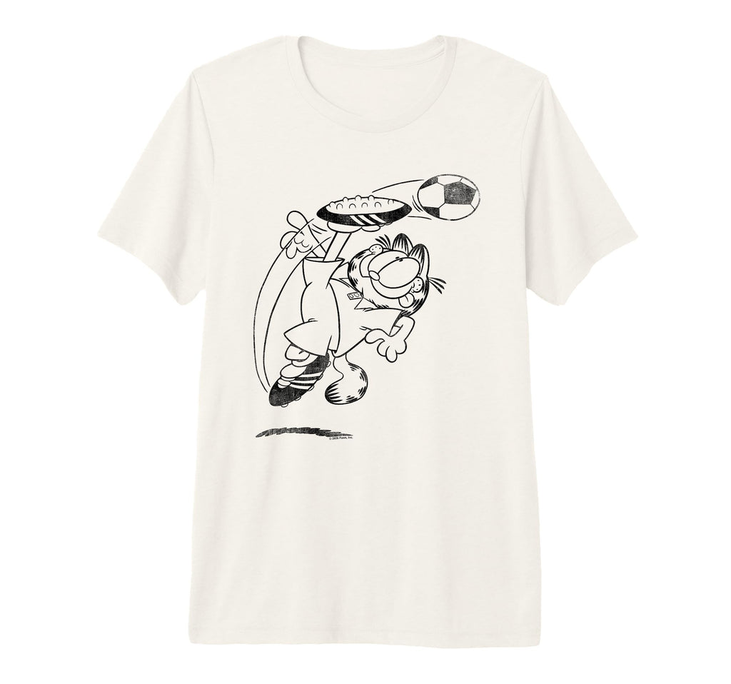 Garfield Soccer Kick Tri Blend T-Shirt - Fun Novelty Design for Adults