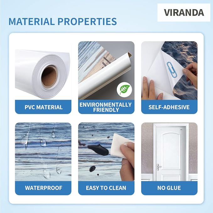 3D Staircase Door Mural - Waterproof & Washable - Matt Finish - Realistic - White - 31.5" x 78.7" (2 Parts)