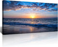 Lapremoly Large Canvas Wall Art For Living Room farmhouse Wall Decor For Office Ocean Wave Wall Paintings Blue Sea Beach Pictures Framed Ready To Hang Bedroom Decor Prints Posters Art 24X48 inch