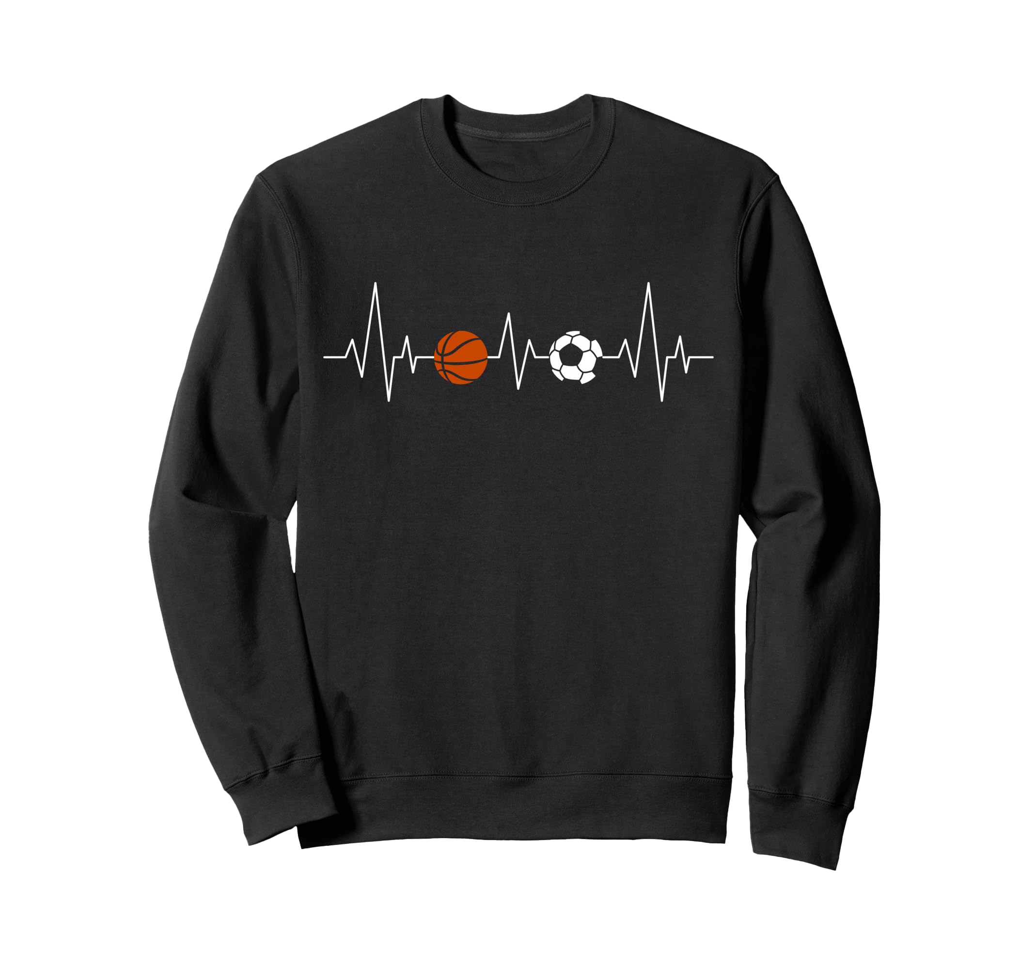 Soccer Basketball Heartbeat Funny Sweatshirt - Trendy Graphic Men Women