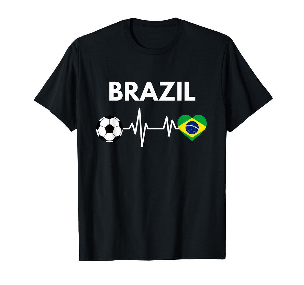 Brazil Flag Heartbeat Soccer T-Shirt - Fun Novelty Design Unisex