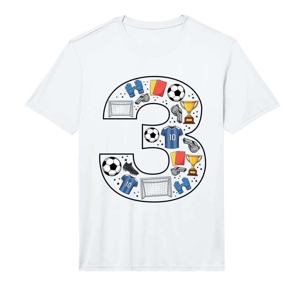 Mens 3Rd Birthday 3 Year Old Football T-Shirt - Novelty Apparel Men Women