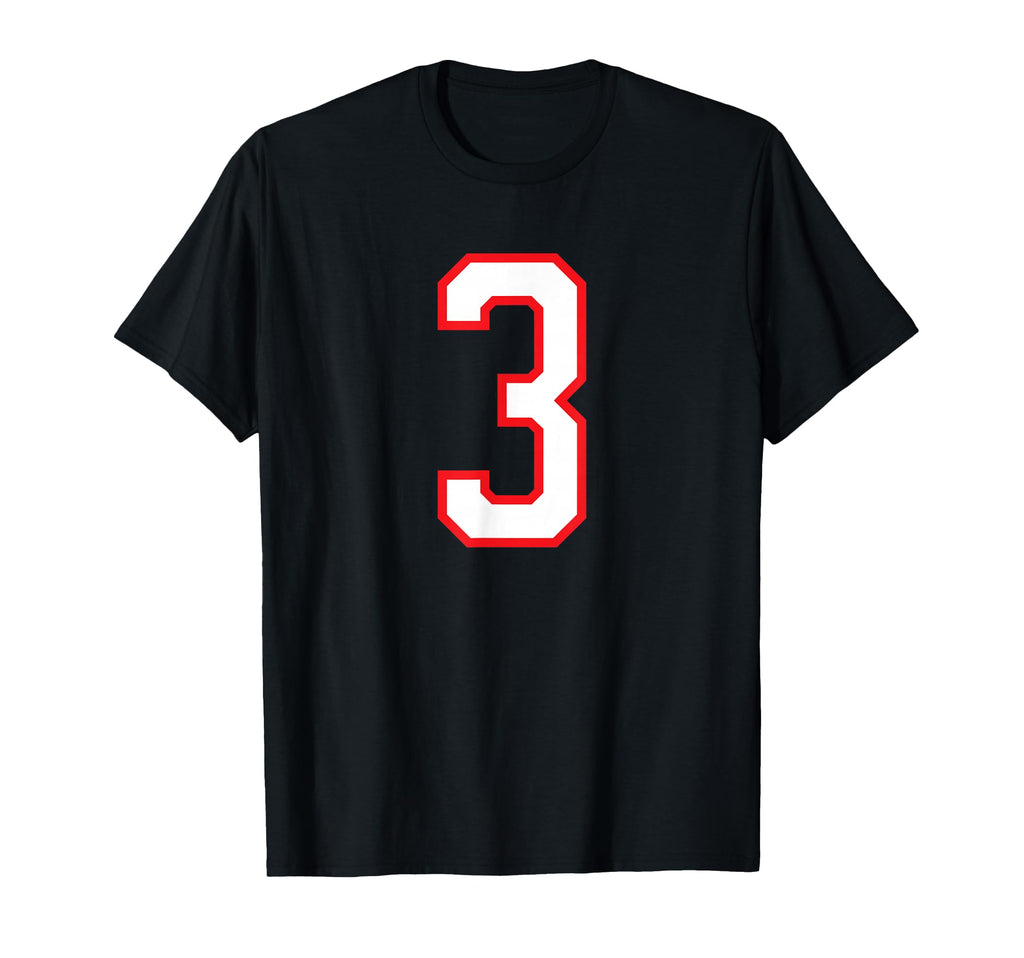White Red Sports Team Number 3 T-Shirt - Streetwear Style for Adults