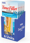 INABA Premium Hand-Cut Grilled Tuna Fillet Cat Treats/Topper with Vitamin E and Green Tea Extract, 0.52 Ounces Each, Pack of 6, Scallop Broth