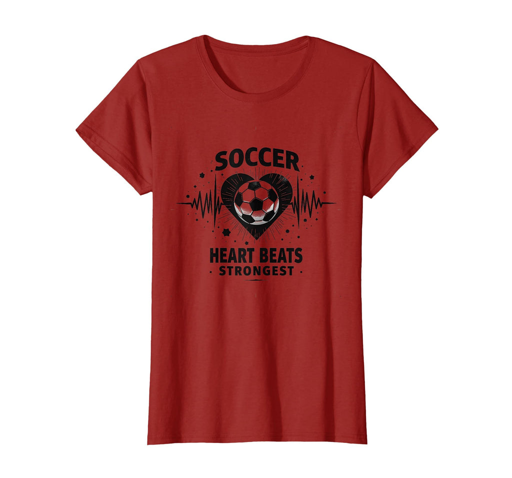 Soccer Heart Beats Strongest Athletic T-Shirt - Custom Art Print Men Women