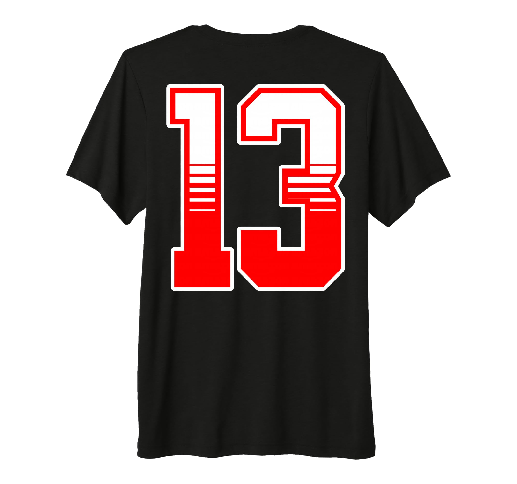 White Red Sport Team Number 13 Tri T-Shirt - Minimalist Print Men Women