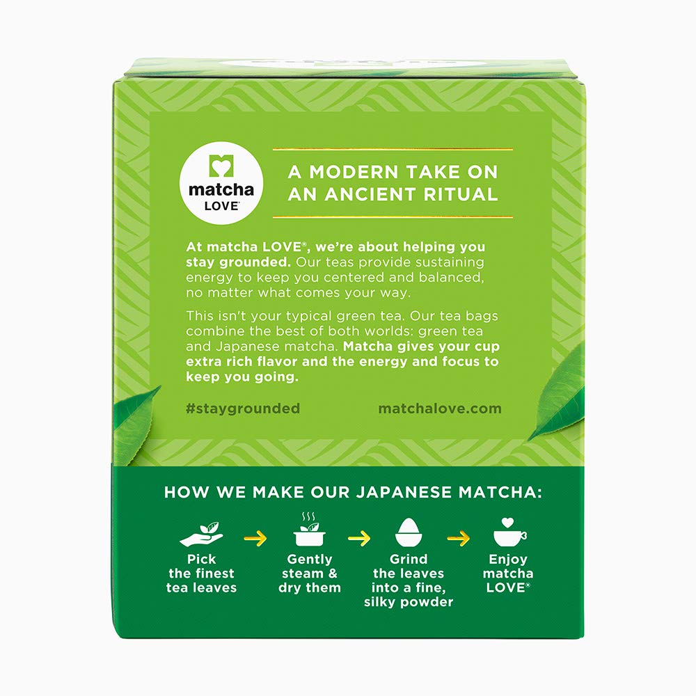 Matcha Love Traditional Green Tea Bags, Organic Japanese Matcha, 10 Bags per Box, Pack of 6