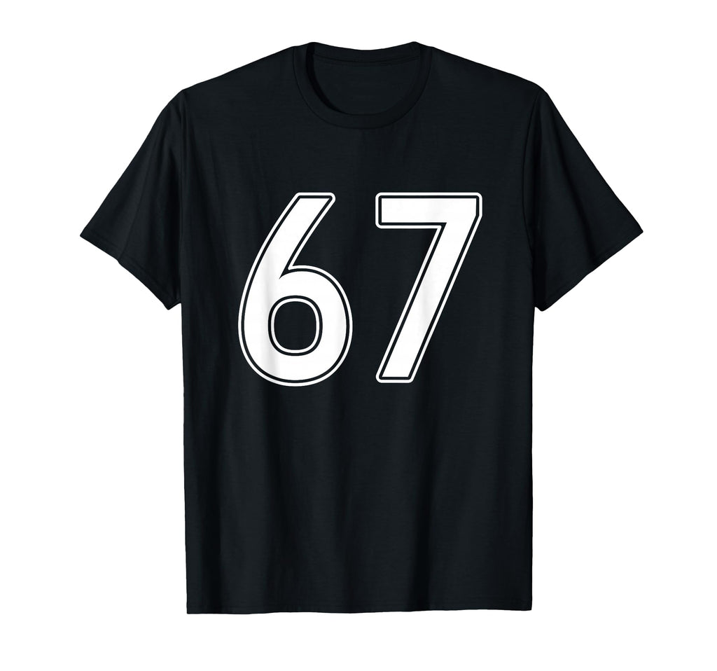 Number 67 White Sports Team T-Shirt - Casual Everyday Wear Men Women