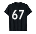 Number 67 White Sports Team T-Shirt - Casual Everyday Wear Men Women