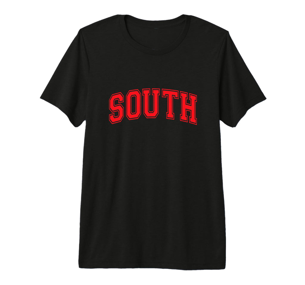 Red South Team Colors Spirit Sports T-Shirt - Unique Graphic for Adults