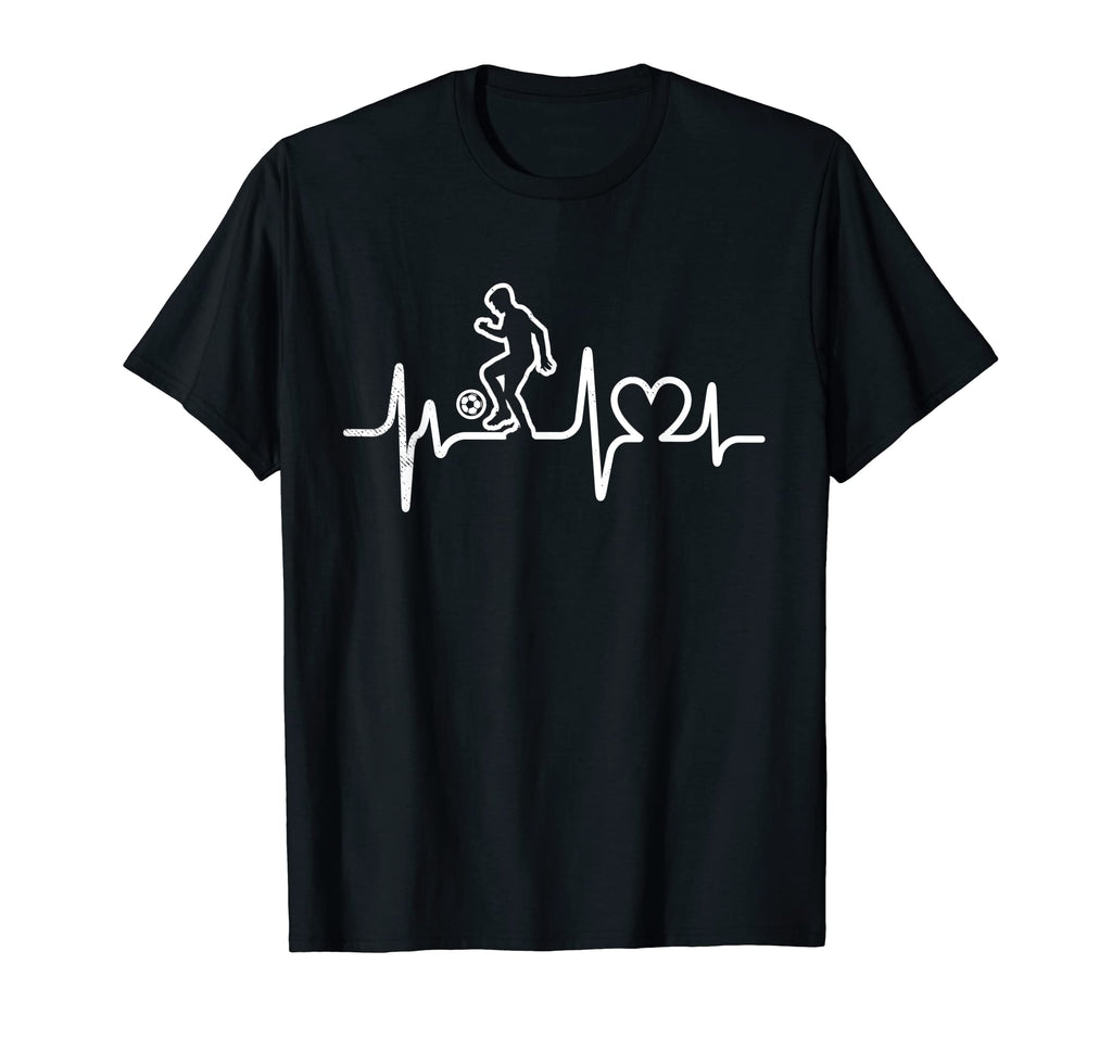 Soccer Heartbeat Theme Silhouette Art T-Shirt - Graphic Print Men Women
