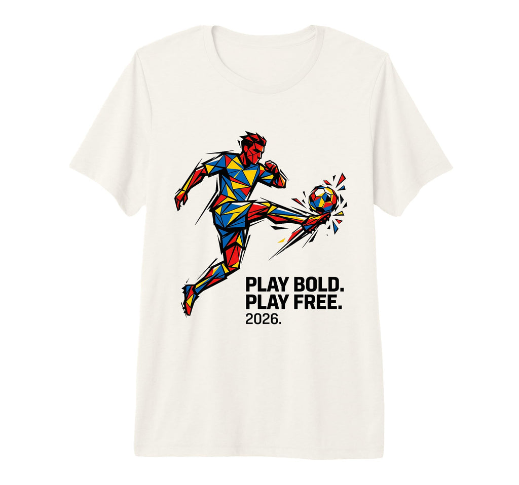 Geometric Soccer Player Play Bold T-Shirt - Custom Art Print Men Women