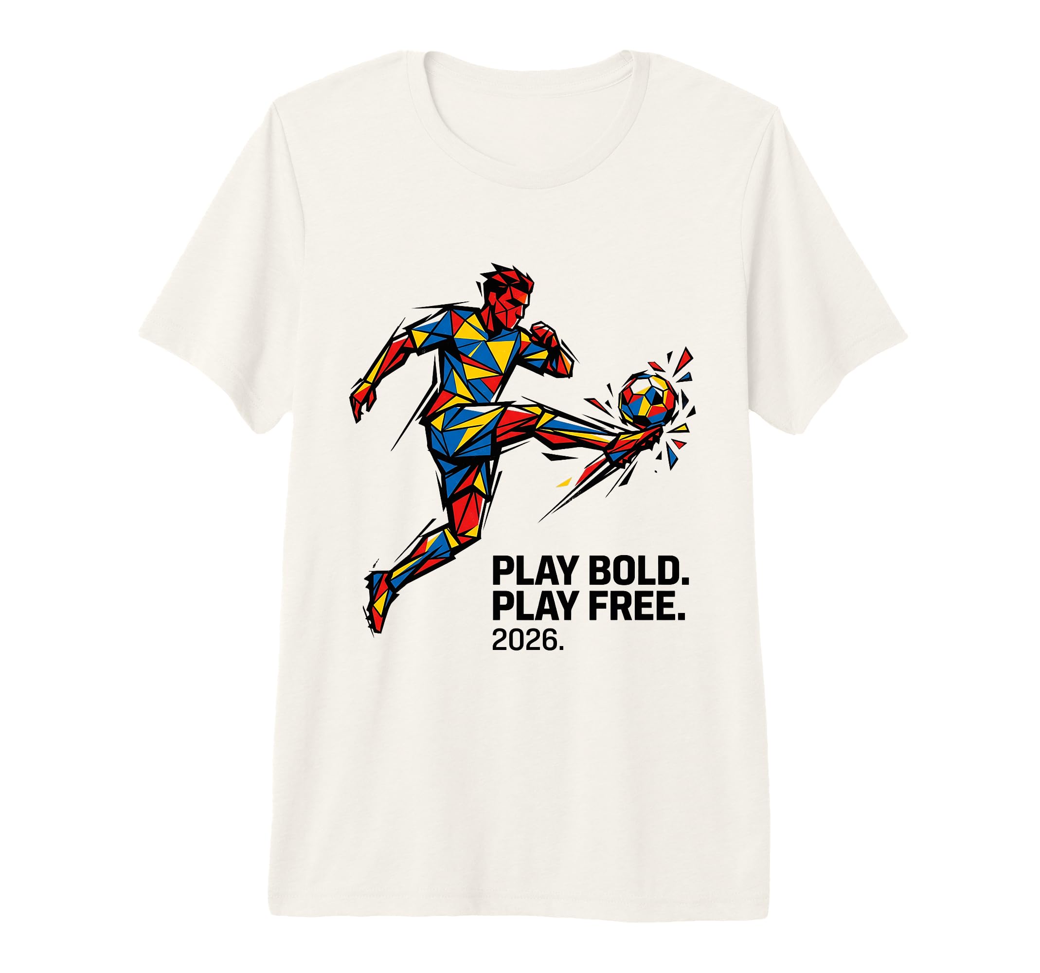 Geometric Soccer Player Play Bold T-Shirt - Custom Art Print Men Women