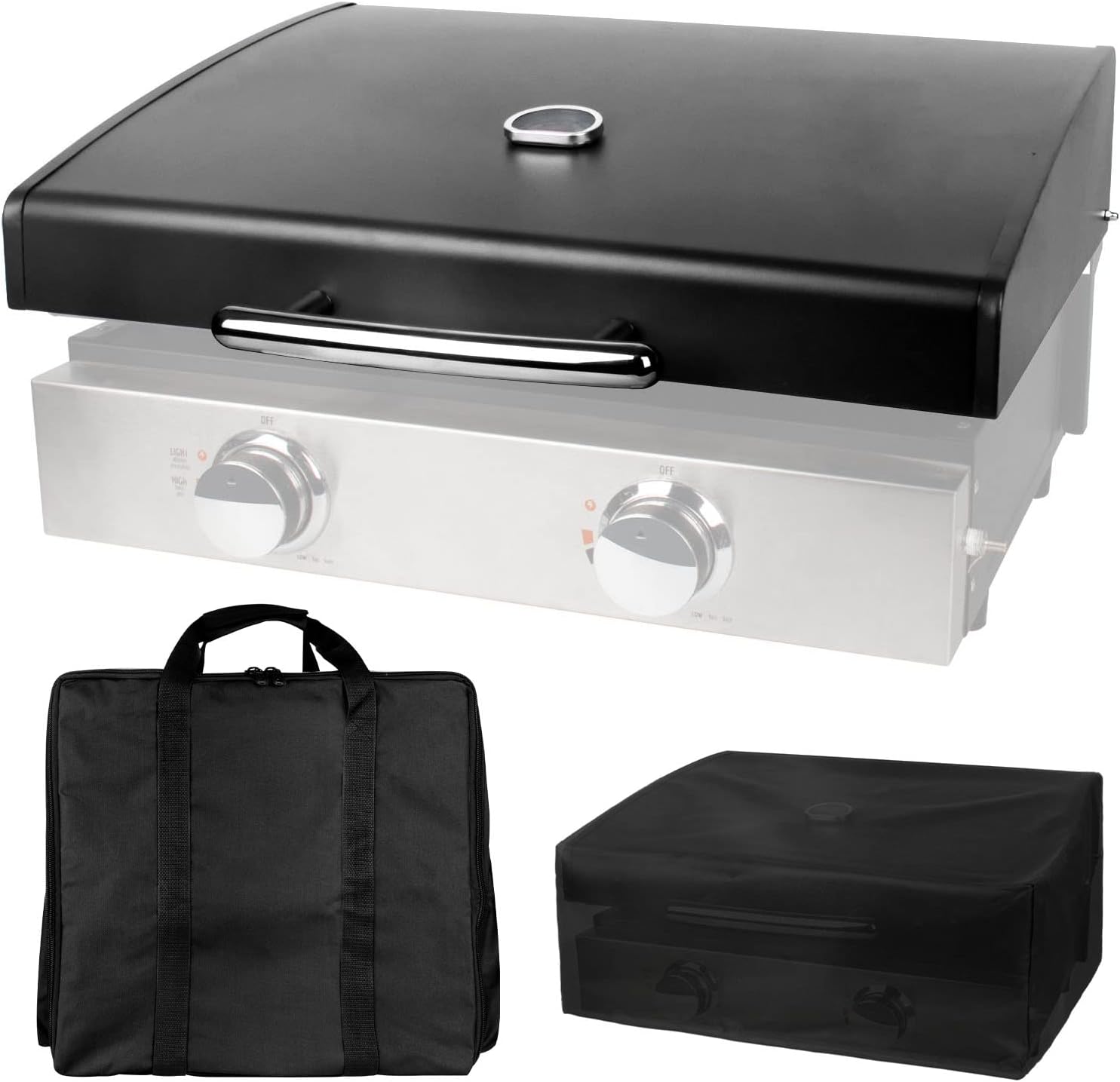 5011 Hard Cover Hood with Temperature Gauge for Blackstone 22 inch Table Top Griddle, Griddle Lid and Heavy Duty Grill Cover & Bag for Blackstone 22" Table Top Griddles, Black